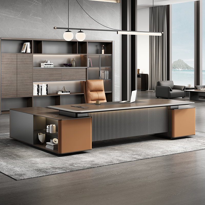 领导总裁老板办公桌简约现代董事长办公室烤漆大班台办公桌椅组合