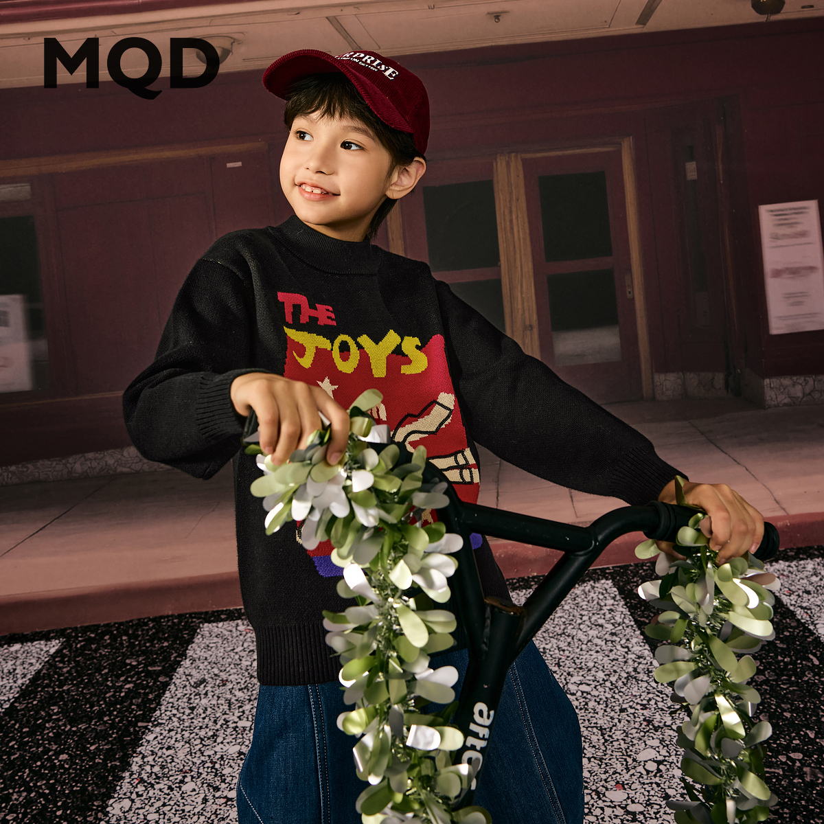 【拜年服】MQD男童25冬新款趣味感画报卡通半高领毛衣9654W07A8