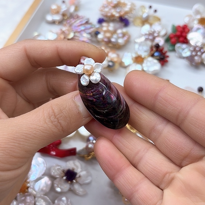 淡水珍珠发饰银S925镶嵌