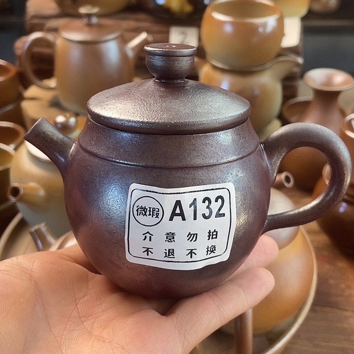 建水紫陶紫泥柴烧壶
