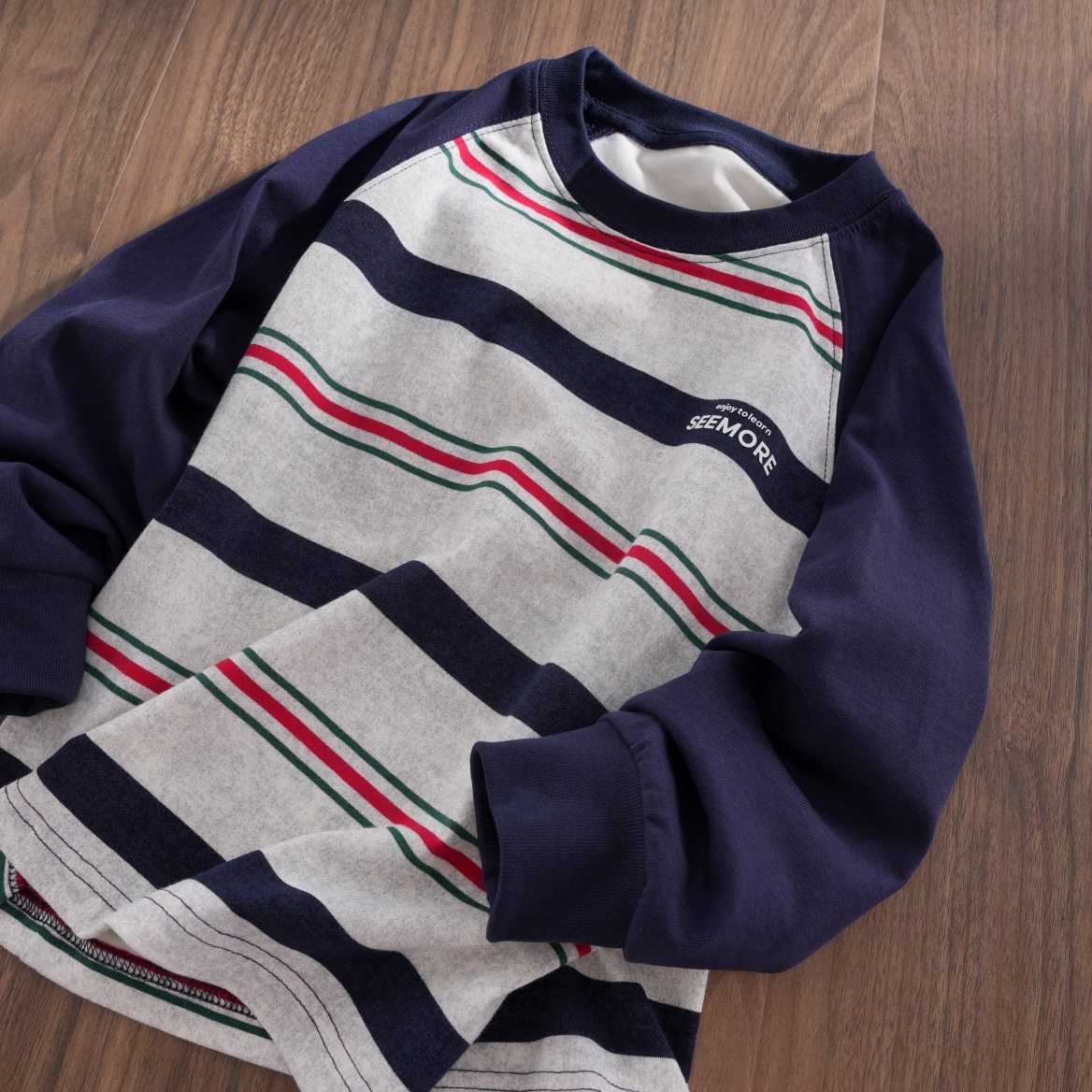 男童春秋新款条纹长袖T恤中大童圆领插肩袖儿童打底衫