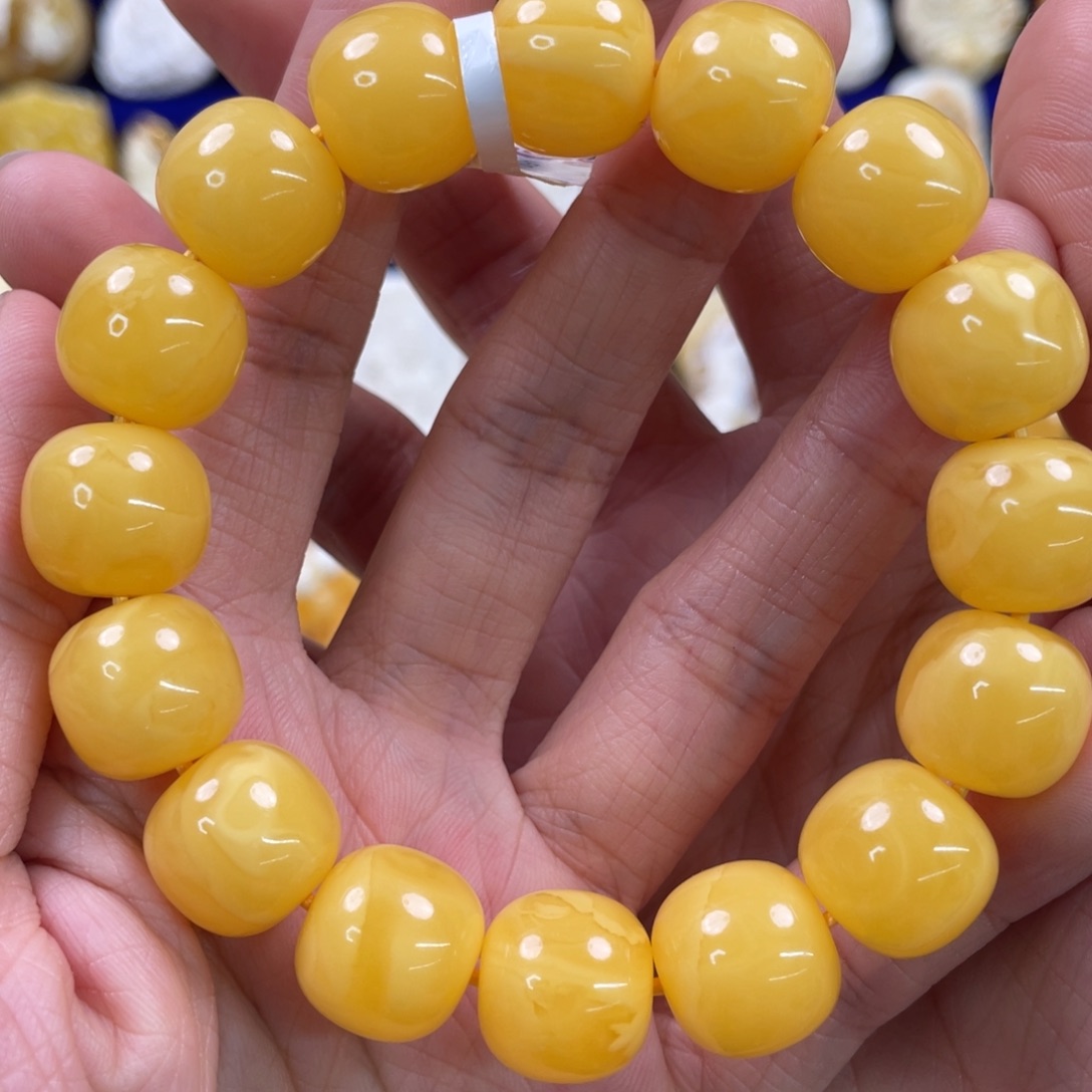 蜜蜡裸石未镶嵌琥珀蜜蜡手串卡14mm
