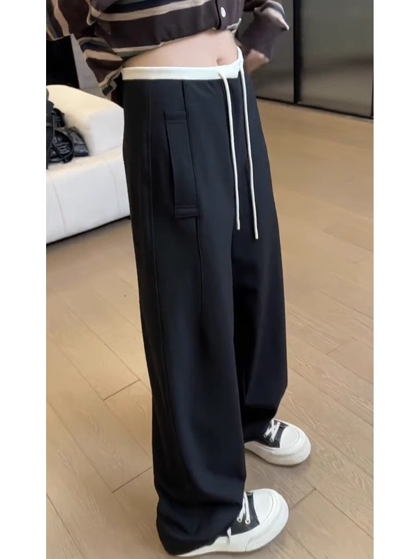 秋新款黑色西装阔腿裤高腰休闲垂感直筒裤大码女装胖妹妹