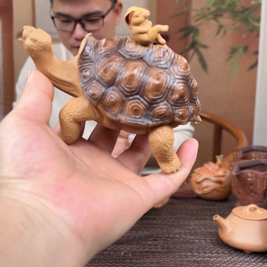 紫砂茶杯龟兔原创小壶系列