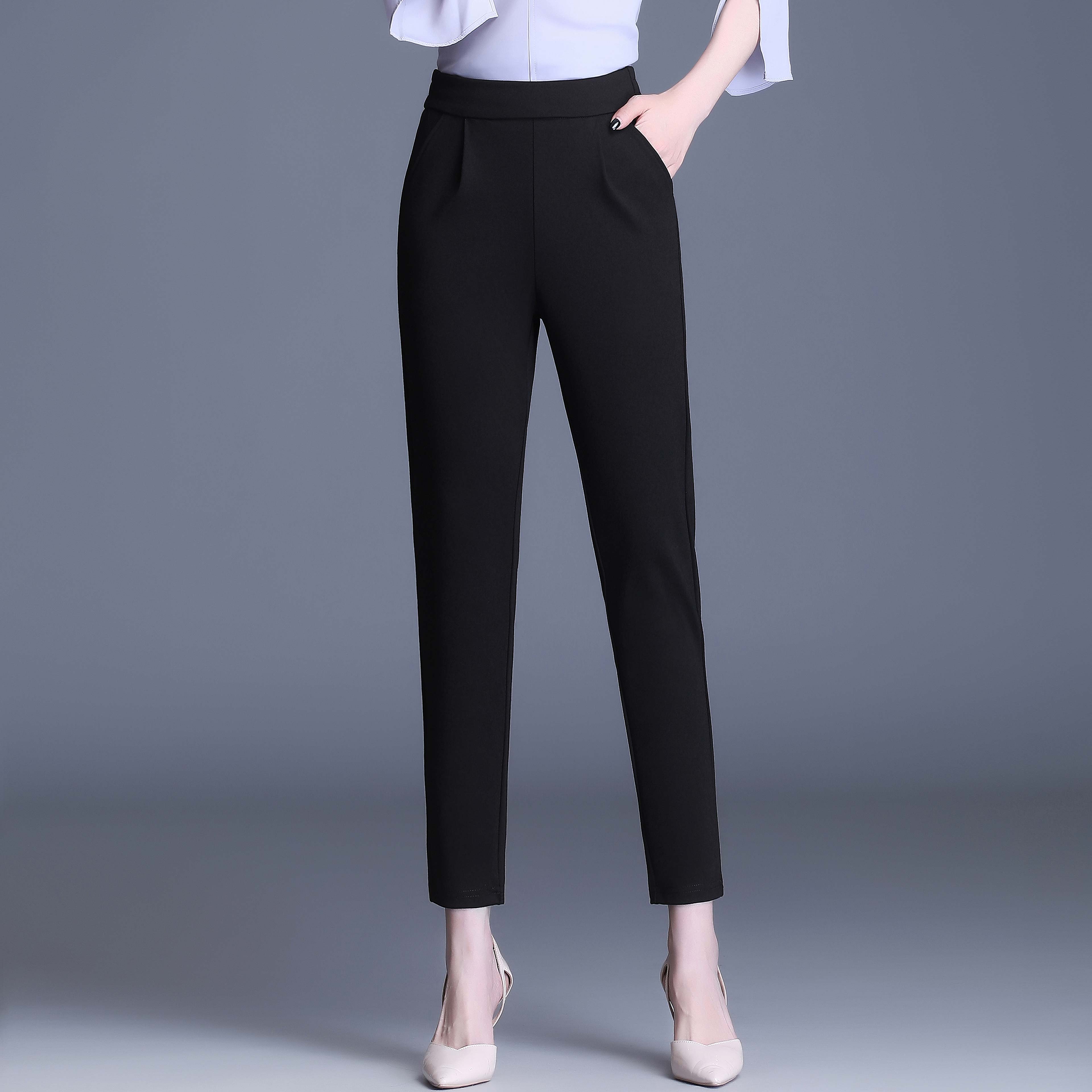 8118秋冬新款九分裤裤子女秋季百搭【大米家】新款小黑裤九分裤显瘦