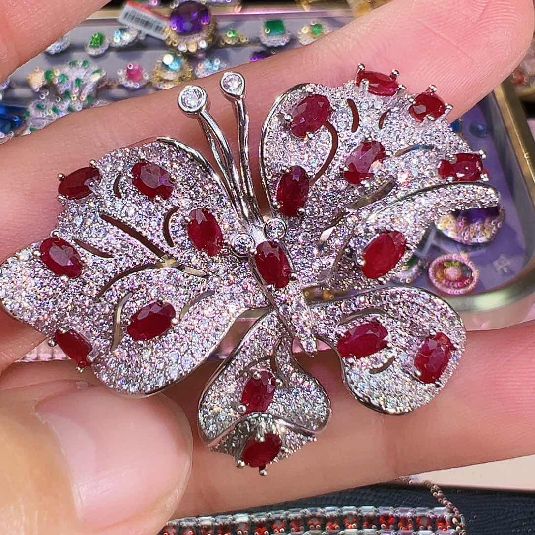 银S925镶嵌红宝石珠宝奇石