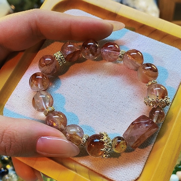 水晶手链未镶嵌红胶花水晶手链