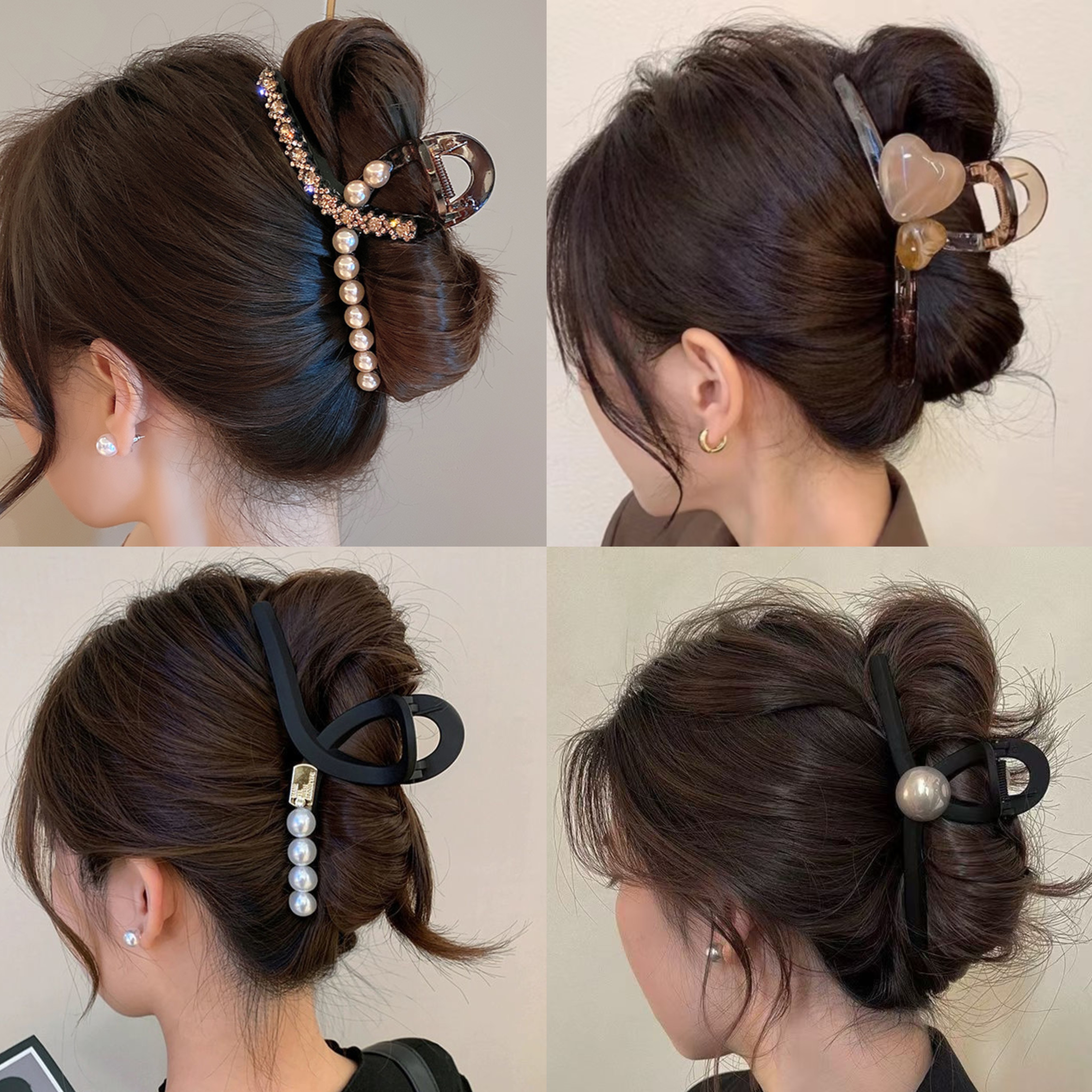 轻奢4个装～高级感大抓夹韩版水钻发夹一字夹优雅超仙鲨鱼夹发饰女