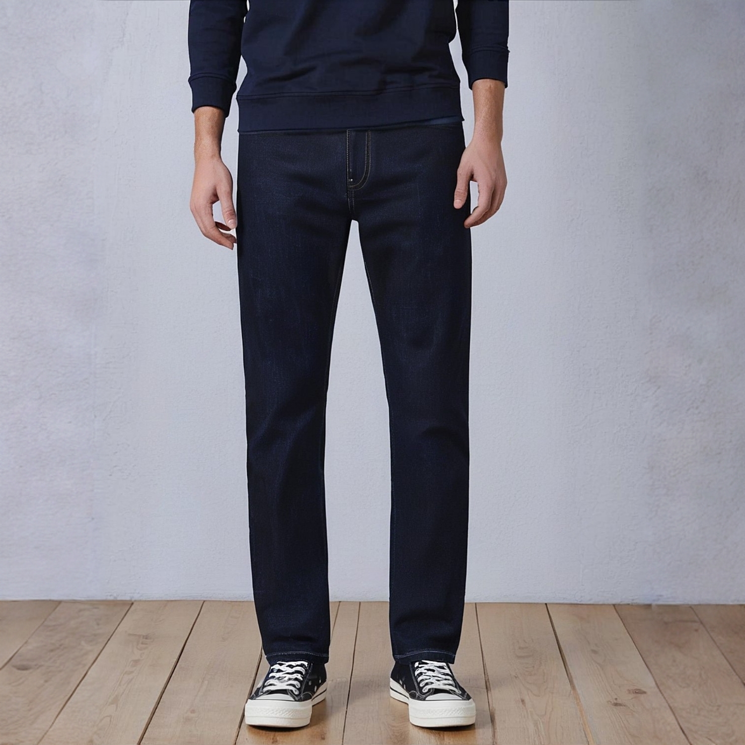 DENIMIT微弹不变形男士修身直筒商务四季牛仔裤05