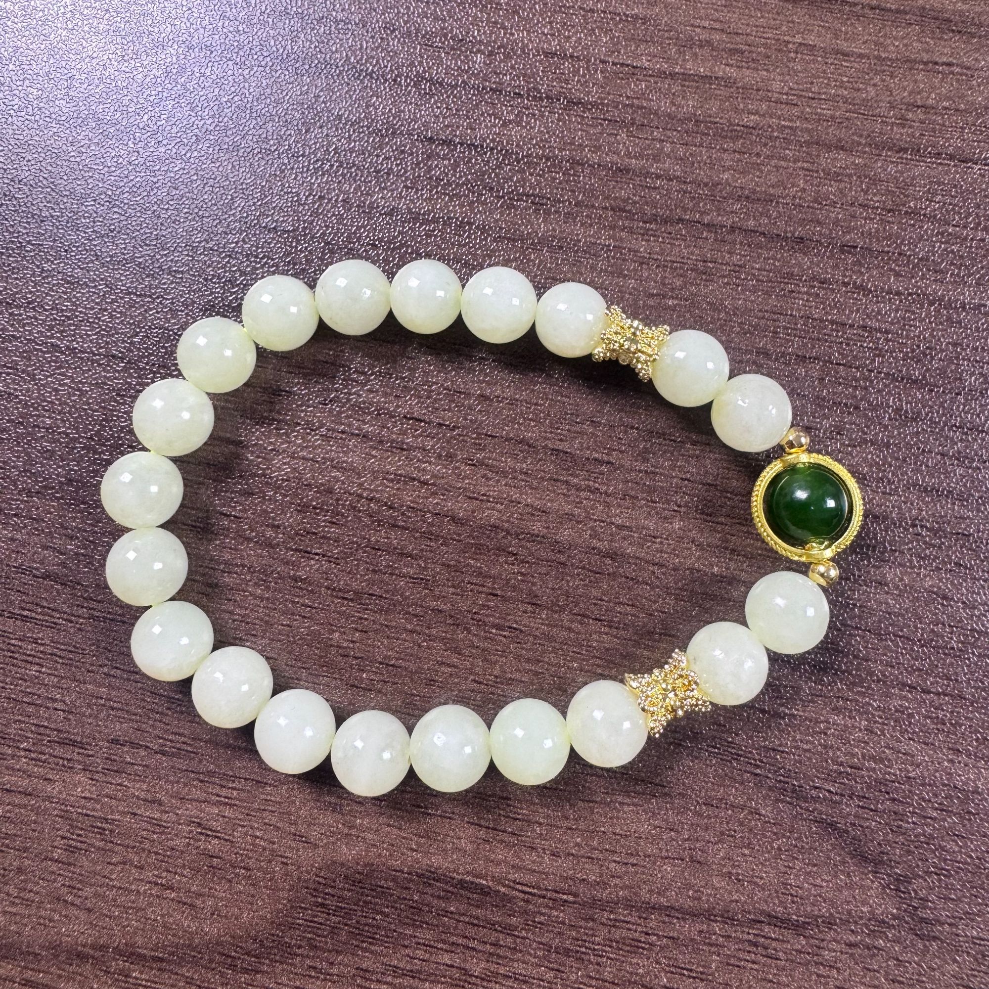 H045精美设计款新疆黄口和田玉8mm手串 多样性发一