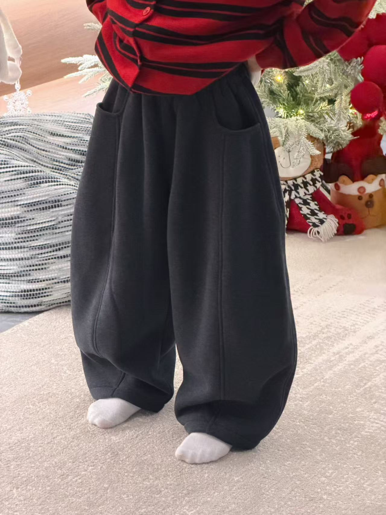 现货 CHU YAO 【云朵裤】儿童冬季长裤加绒休闲直筒卫裤25121