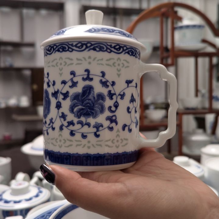 陶瓷国色灵韵办公杯两件套