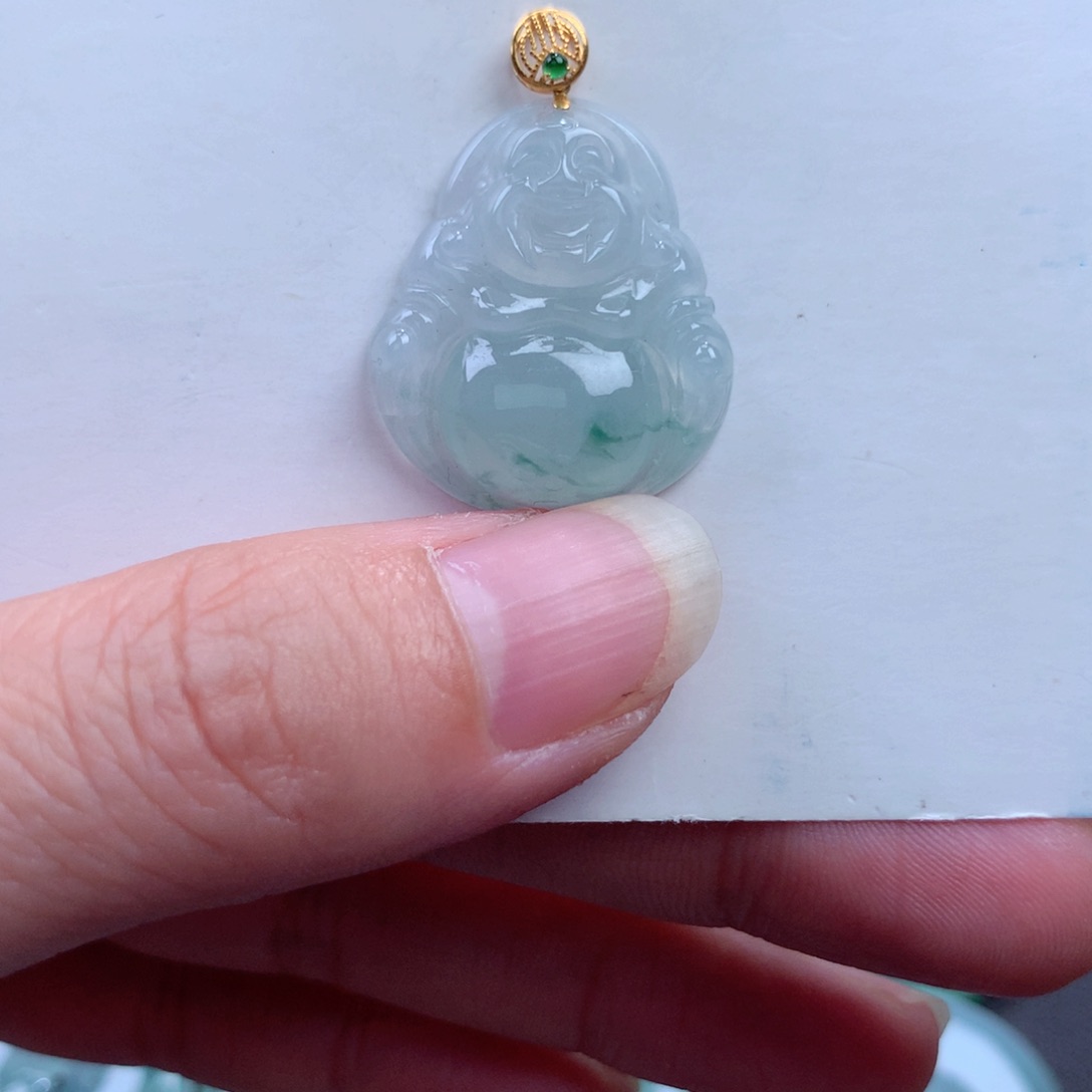 翡翠吊坠(不含链)18K金镶嵌