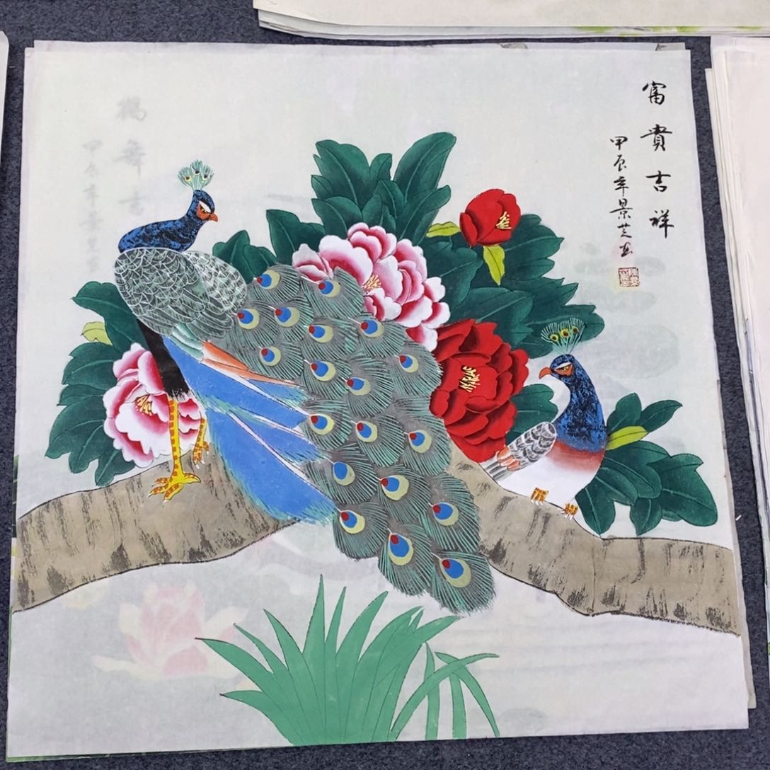 国画尺寸68✖️68手绘工笔斗方