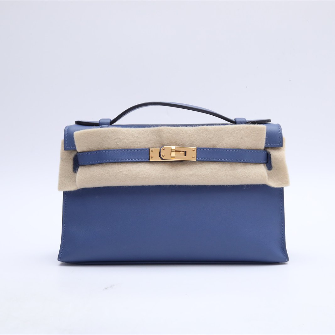 99新 Hermes/爱马仕 小花6欢 MINI KELLY 一代 电光蓝 C刻 包