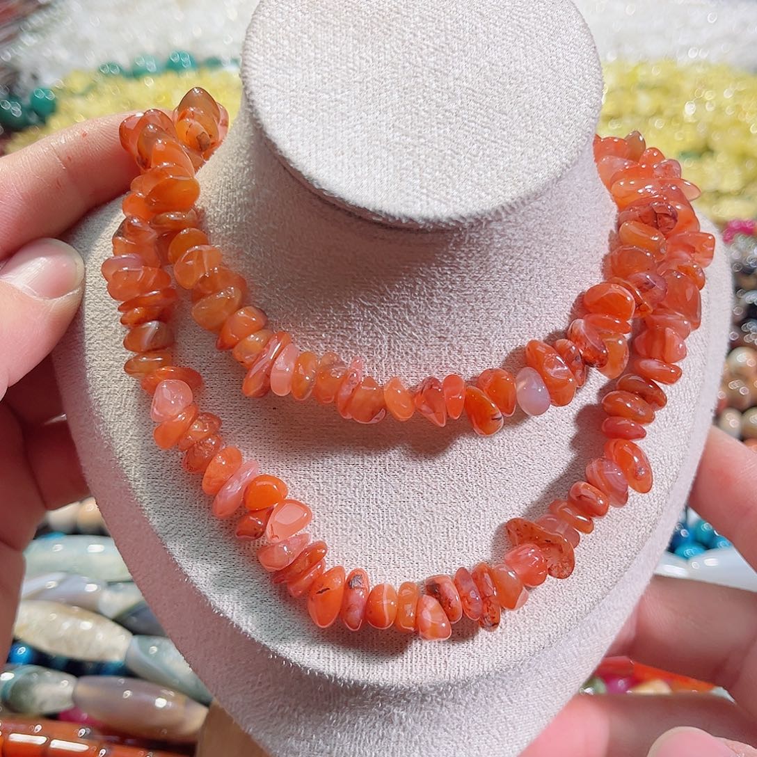 玛瑙/玉髓未镶嵌珠宝半成品南红碎碎一条85cm