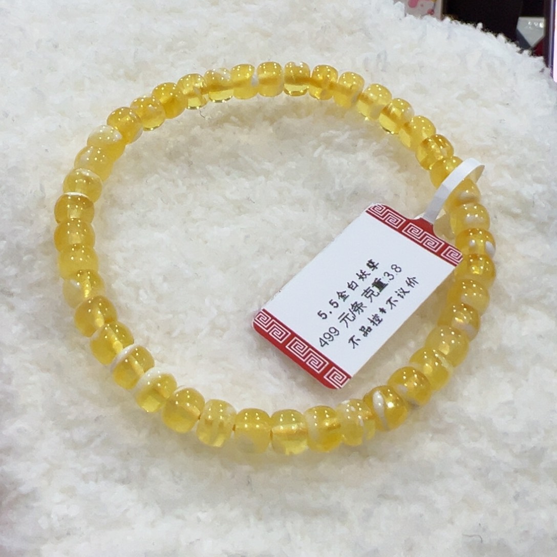 蜜蜡裸石未镶嵌5.5m 金白妖未品控