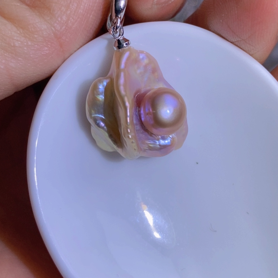 银S925镶嵌天然淡水珍珠淡水珍珠