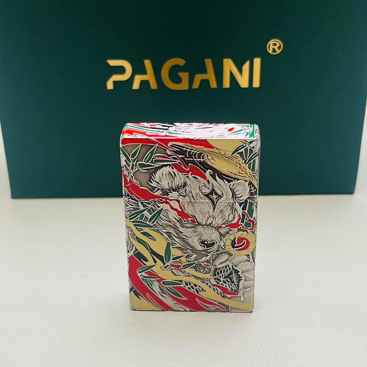 帕伽尼 镀银鎏金 功夫熊猫 五面珐琅彩 3500 打火机