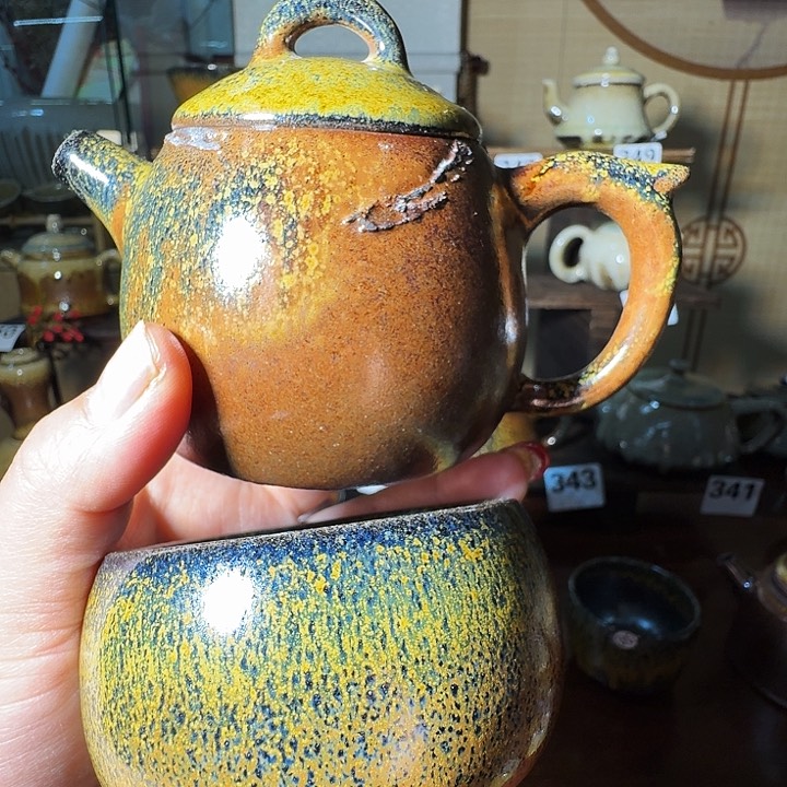 建水紫陶柴泥柴烧壶大瑕皇*