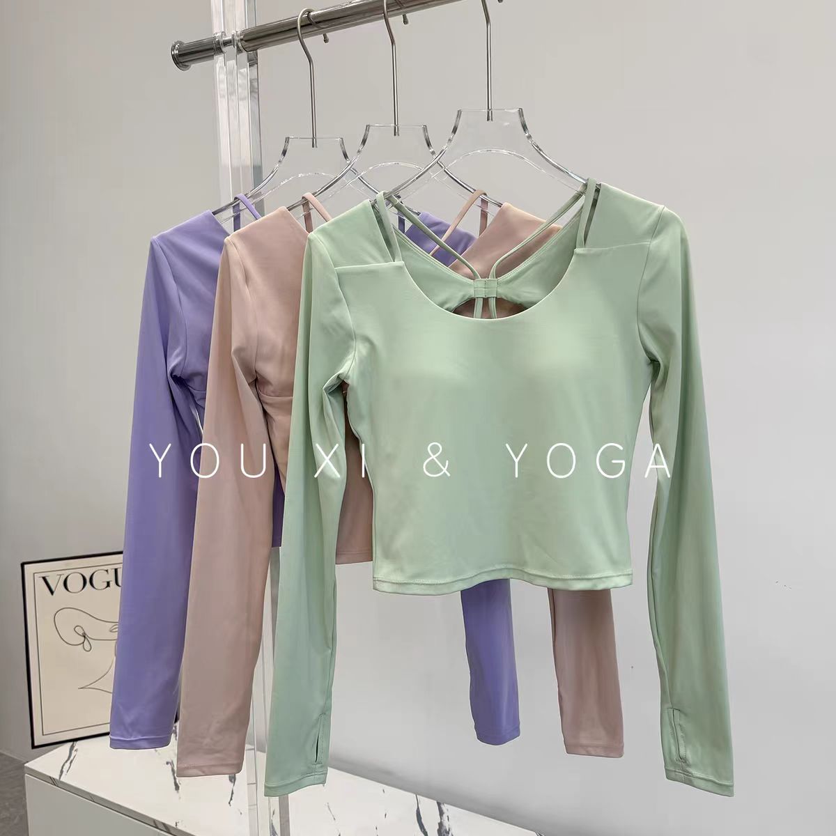 秋冬新瑜伽长袖上衣女高级感普拉提训练衣绝美健身套装秋冬季长袖