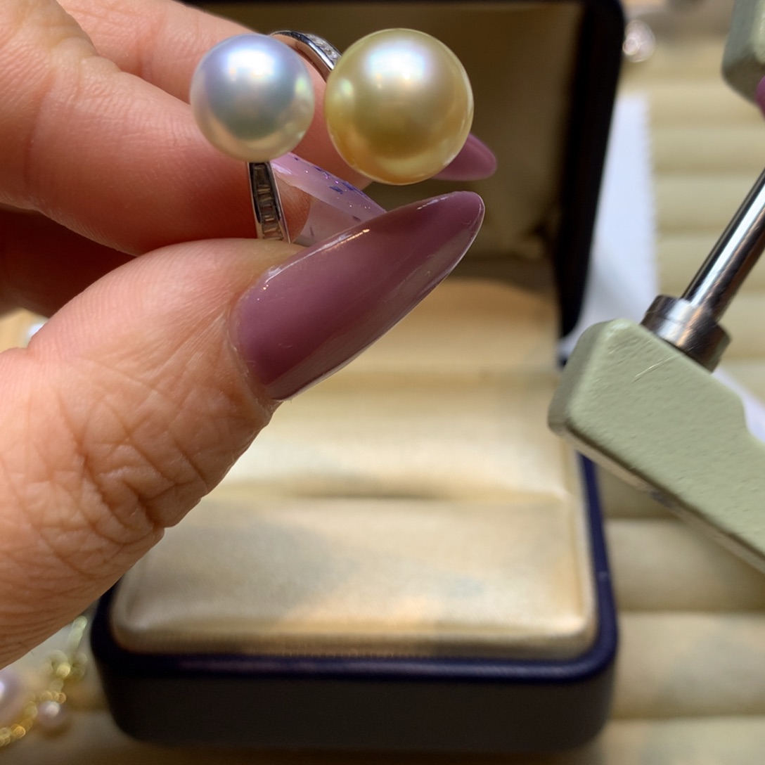 银S925镶嵌戒指海水珍珠