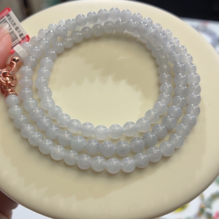 翡翠未镶嵌手链冰胶浅紫卡5.5