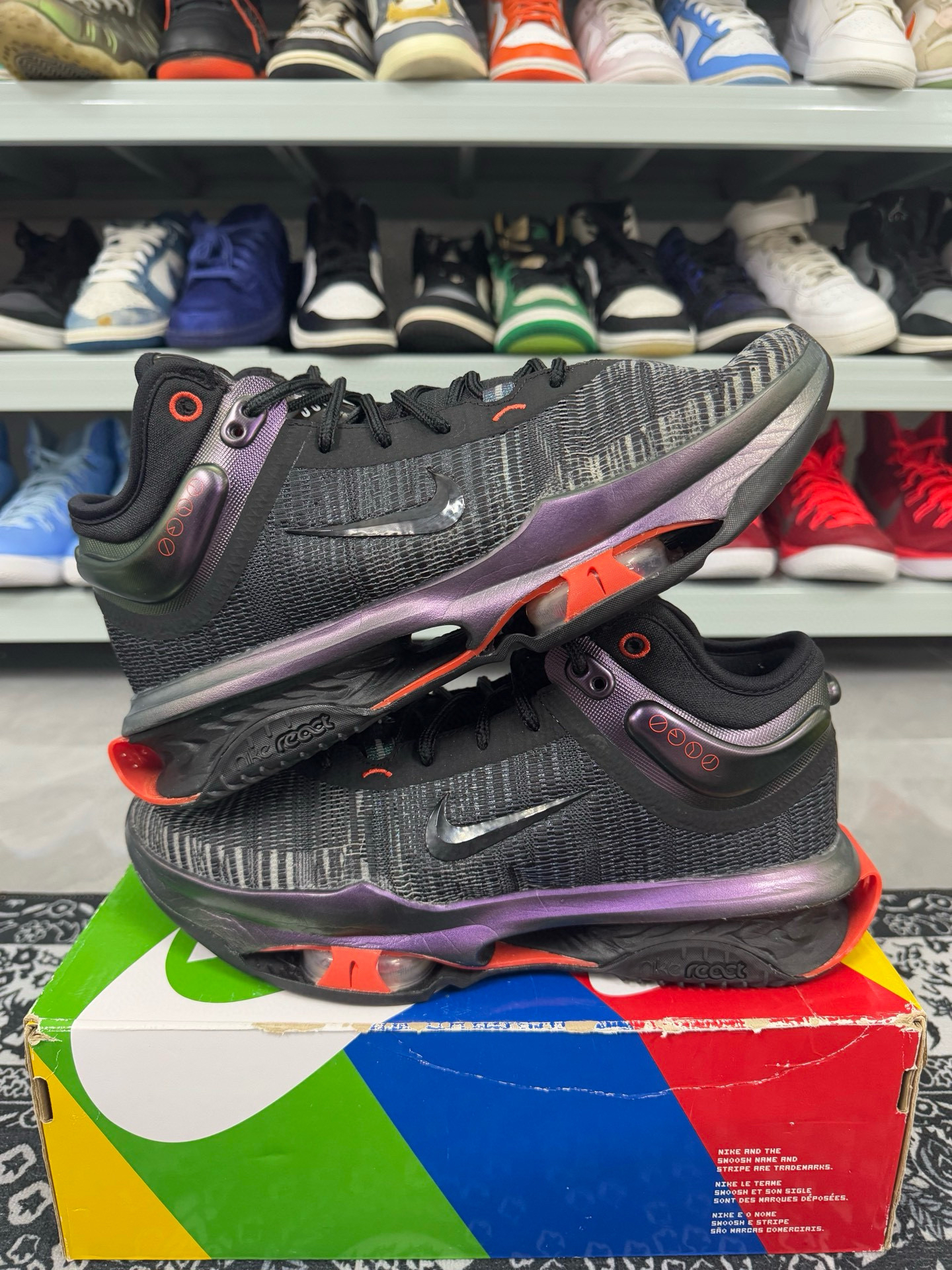 95新 maje 44.5码/gt junp2黑紫篮球鞋/二手正品