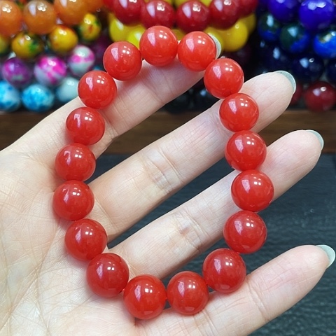 玛瑙未镶嵌手饰柿子红
