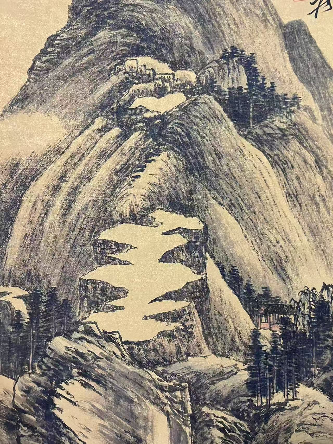 董源洞天山堂图传统工笔山水画高清微喷打印临摹