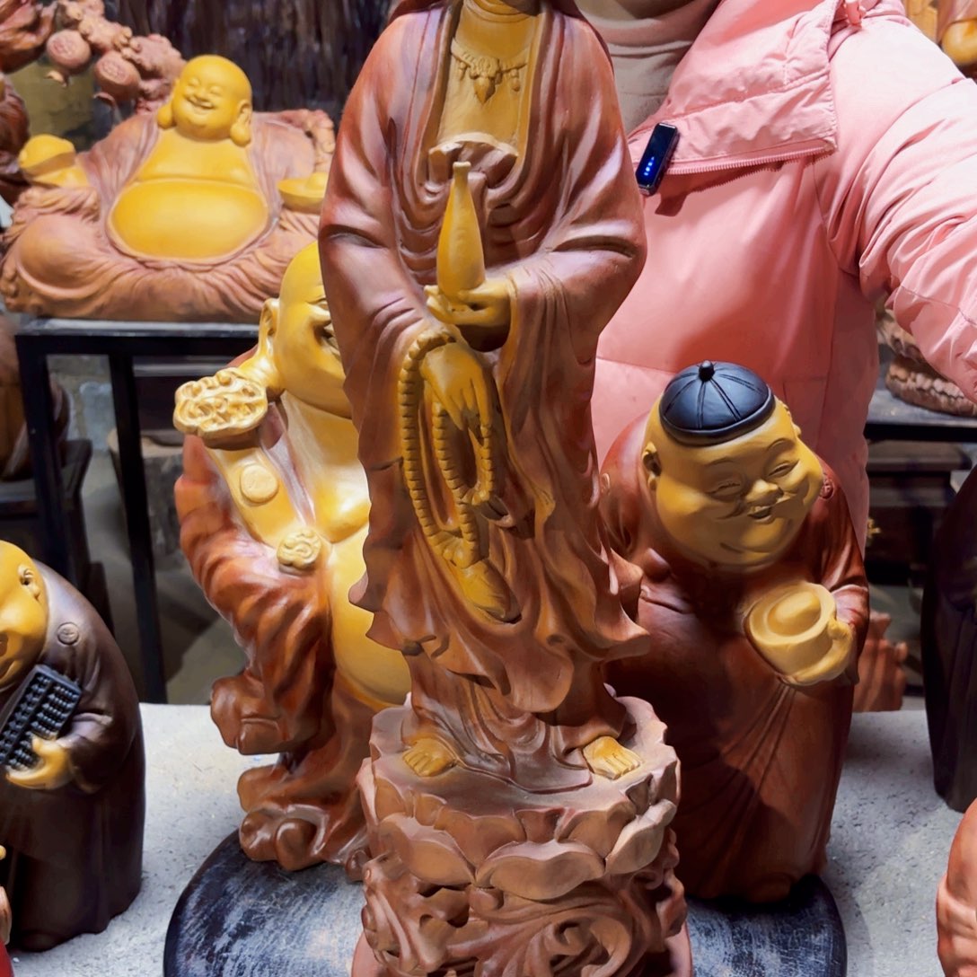 是***非香樟木净瓶观音如意弥勒元宝地主公共三个