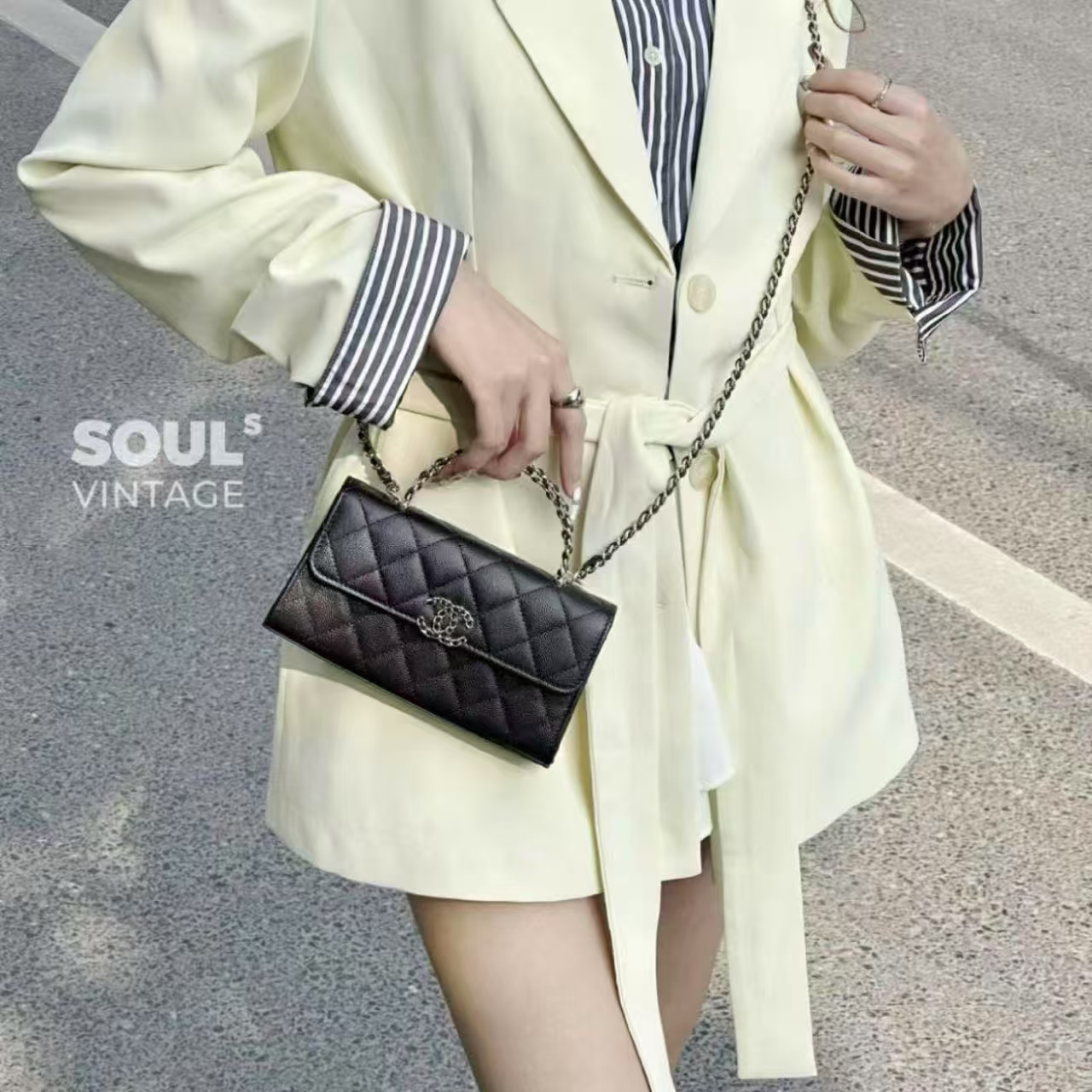 95新 Chanel/香奈儿 Chanel黑金荔枝纹牛皮 Kelly 大号/683221878