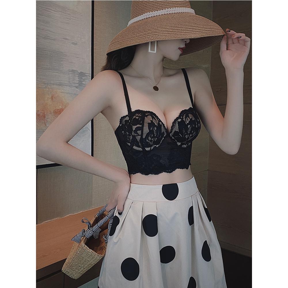 法式小胸显大马甲式2025年爆款美背文胸性感内衣女聚拢蕾丝胸罩夏