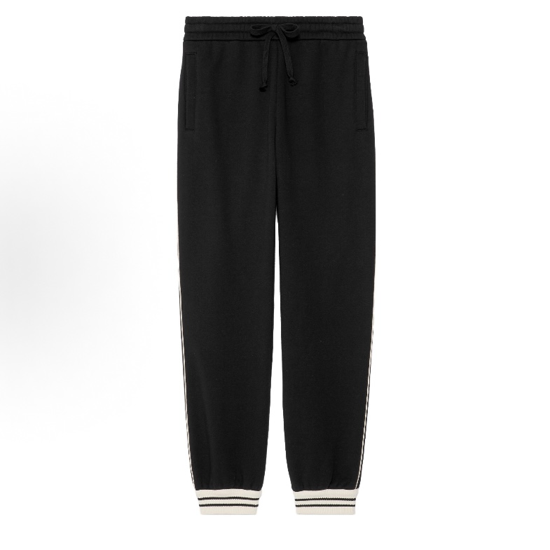 未使用 GUCCI/古驰 古驰纯色系带螺纹收口宽松休闲卫裤 