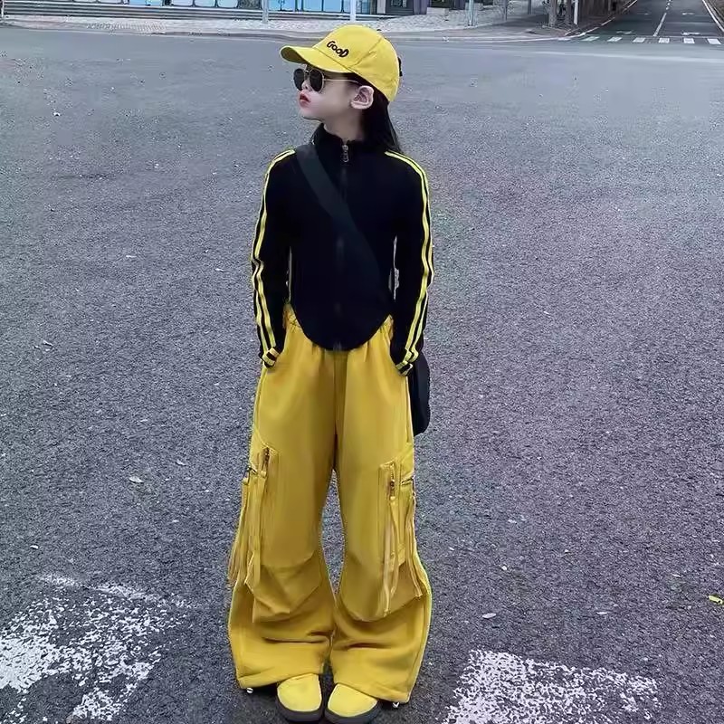 女童加绒套装秋冬2025新款女大童休闲卫衣一整套儿童工装裤两件套