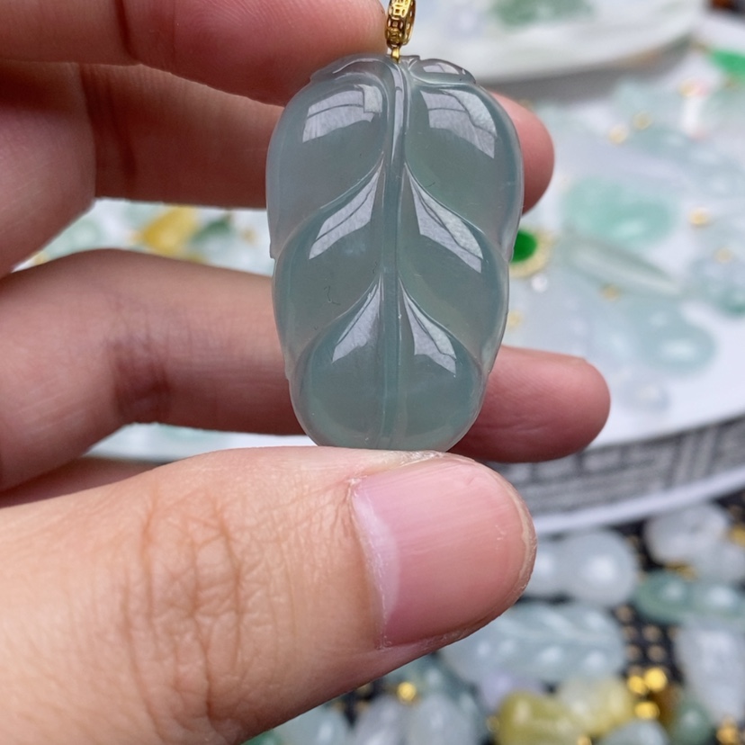 【闪购商品】翡翠18K金镶嵌吊坠(不含链)叶子