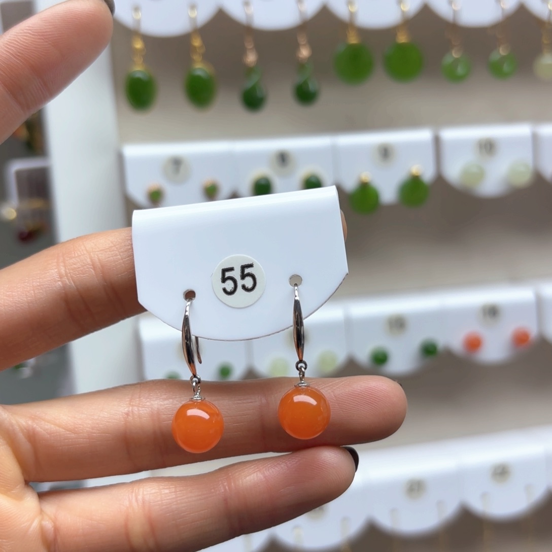 南红玛瑙耳饰银S925镶嵌2