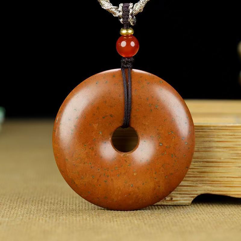 【砭石坊】泗水战国红砭石项链平安扣挂饰小玉佩