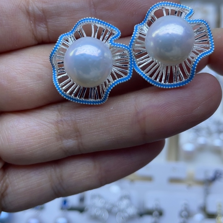 淡水珍珠耳饰银S925镶嵌