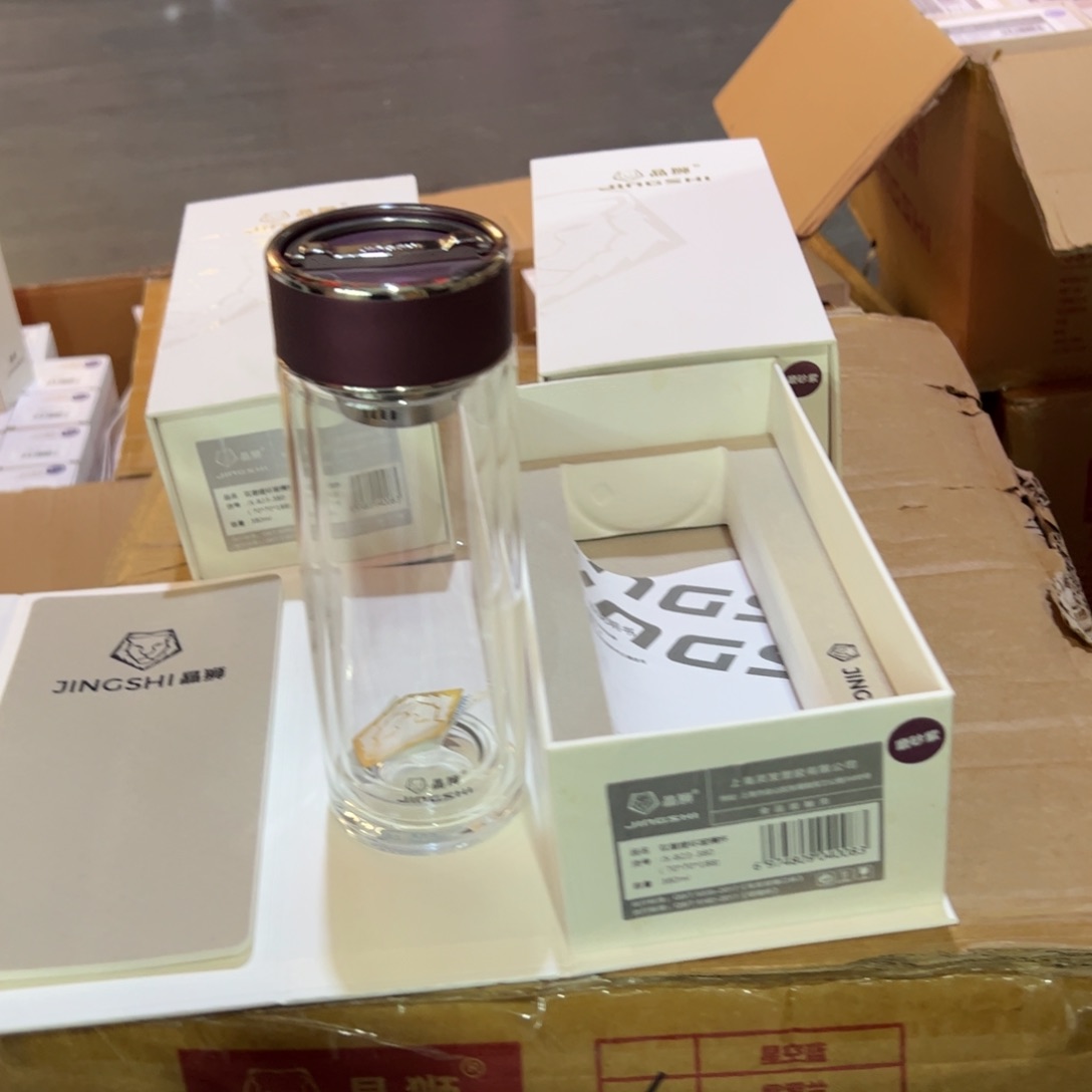 晶双层玻璃杯380玻璃杯提环紫色玻璃杯