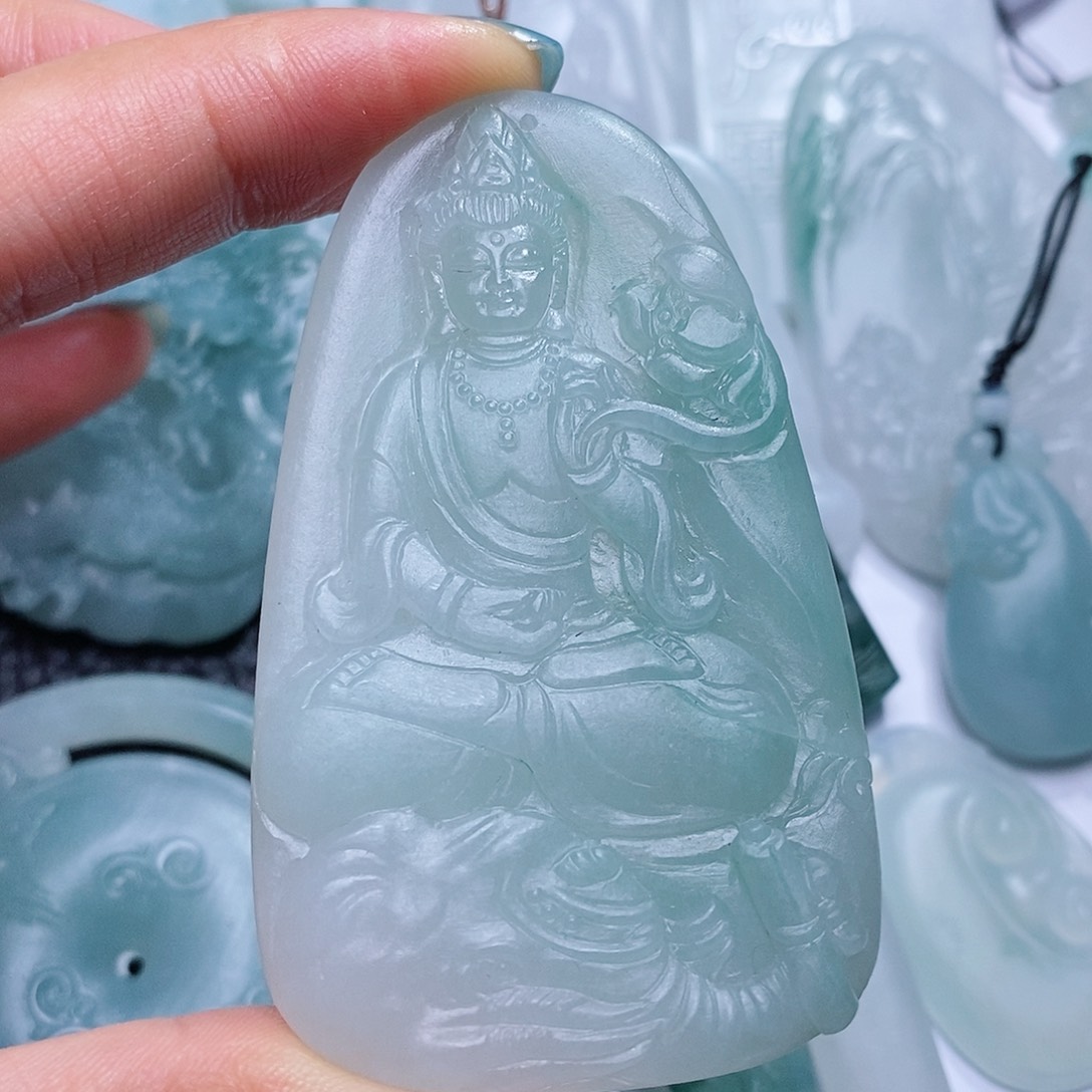 定制翡翠未镶嵌毛货付款后确认抛光