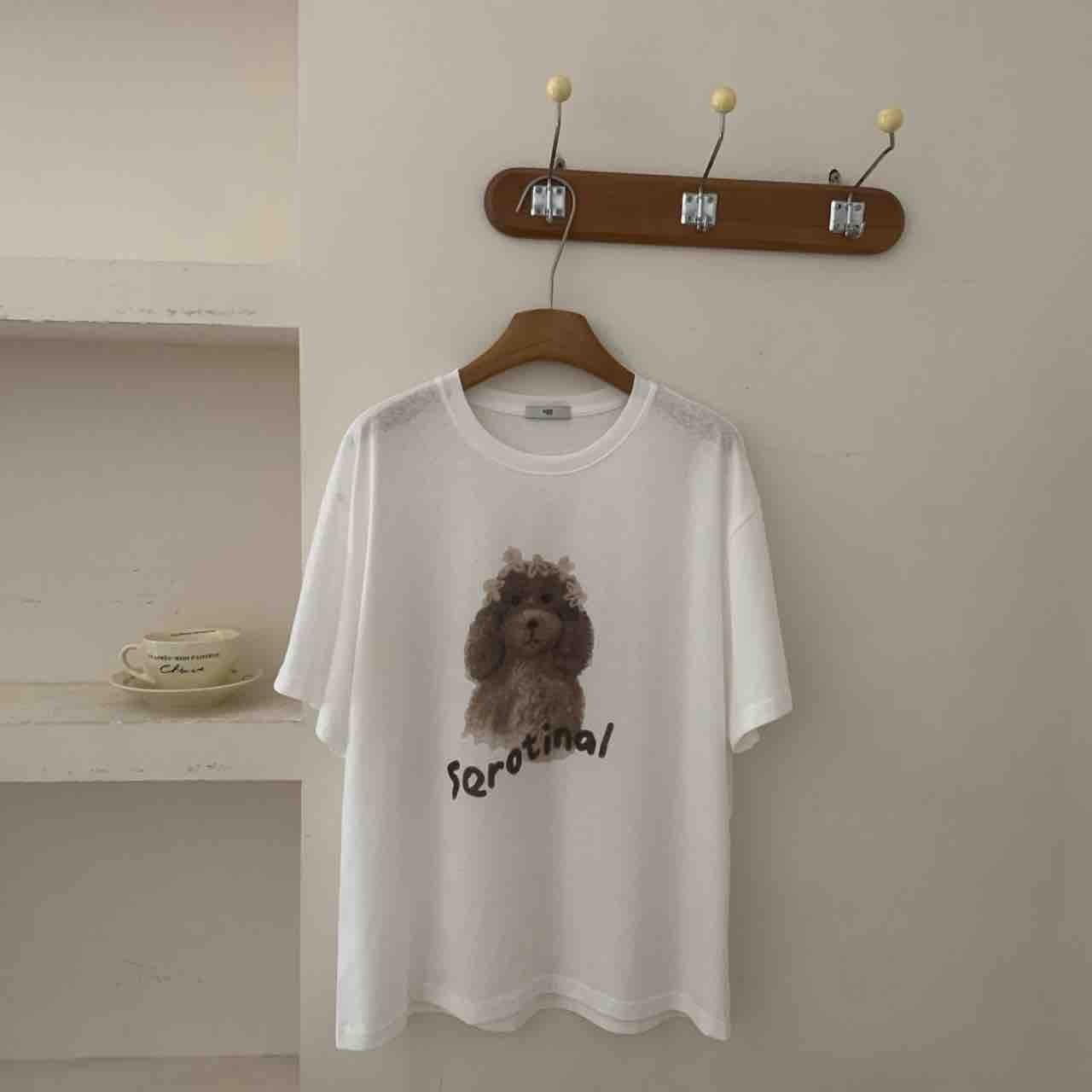 9253 大版ser小狗雪花棉短袖