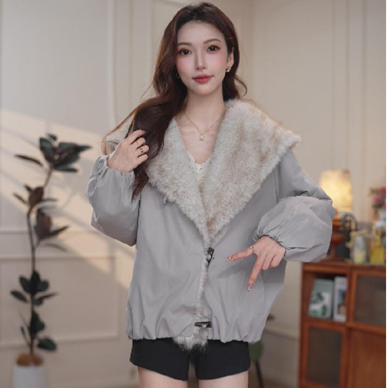 【丹丹】休闲连帽通用外套加厚加绒气质保暖上衣百搭冬季Z0046