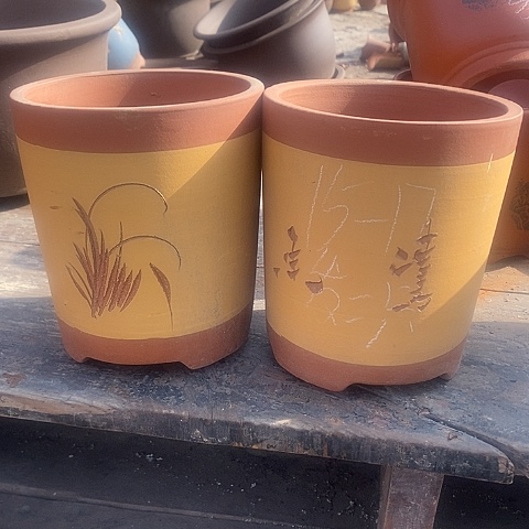 紫砂中国宜兴紫砂花盆，