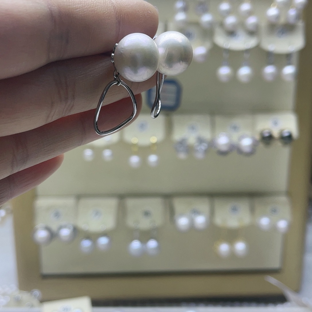 淡水珍珠耳饰银S925镶嵌
