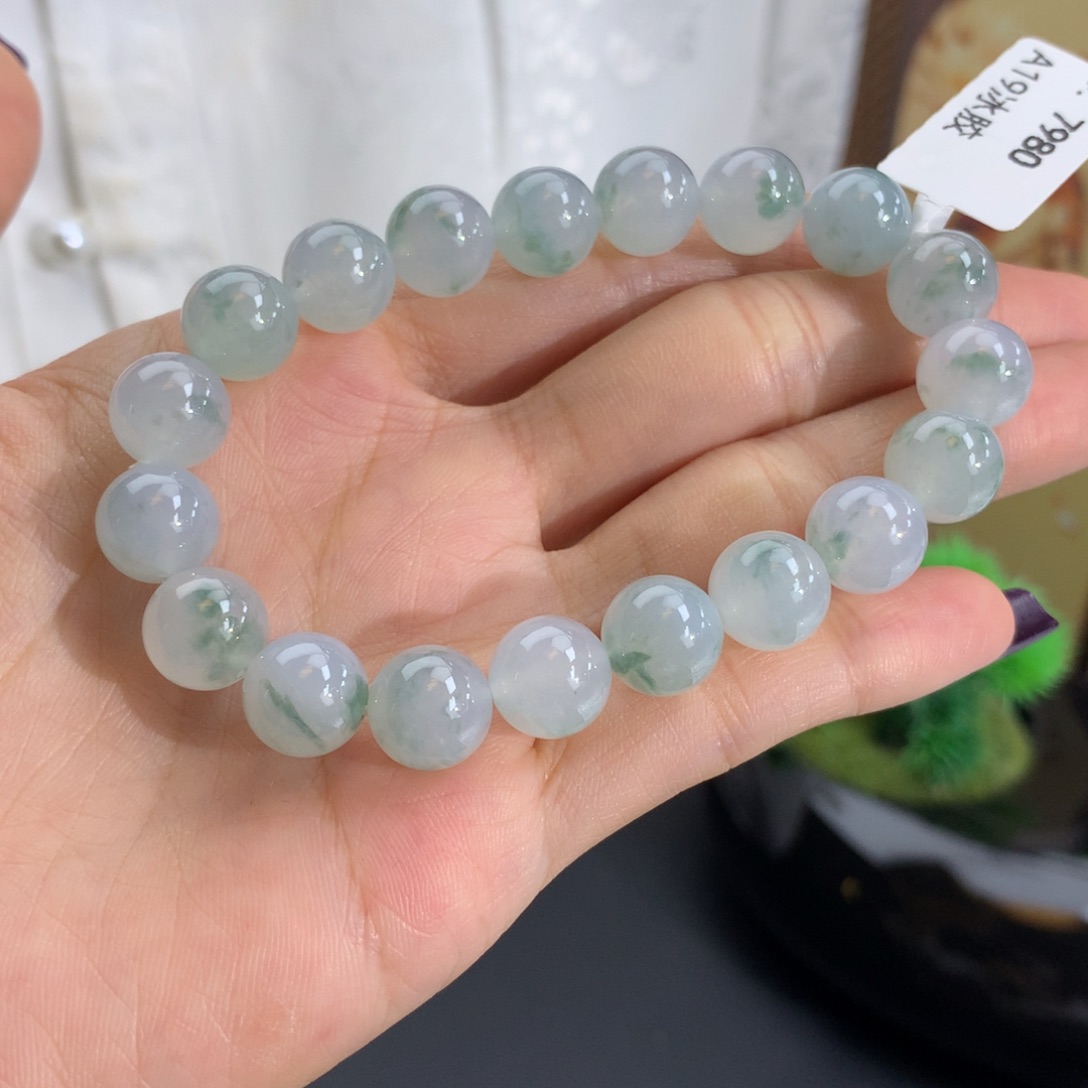 未镶嵌手链翡翠卡10冰胶飘花手串