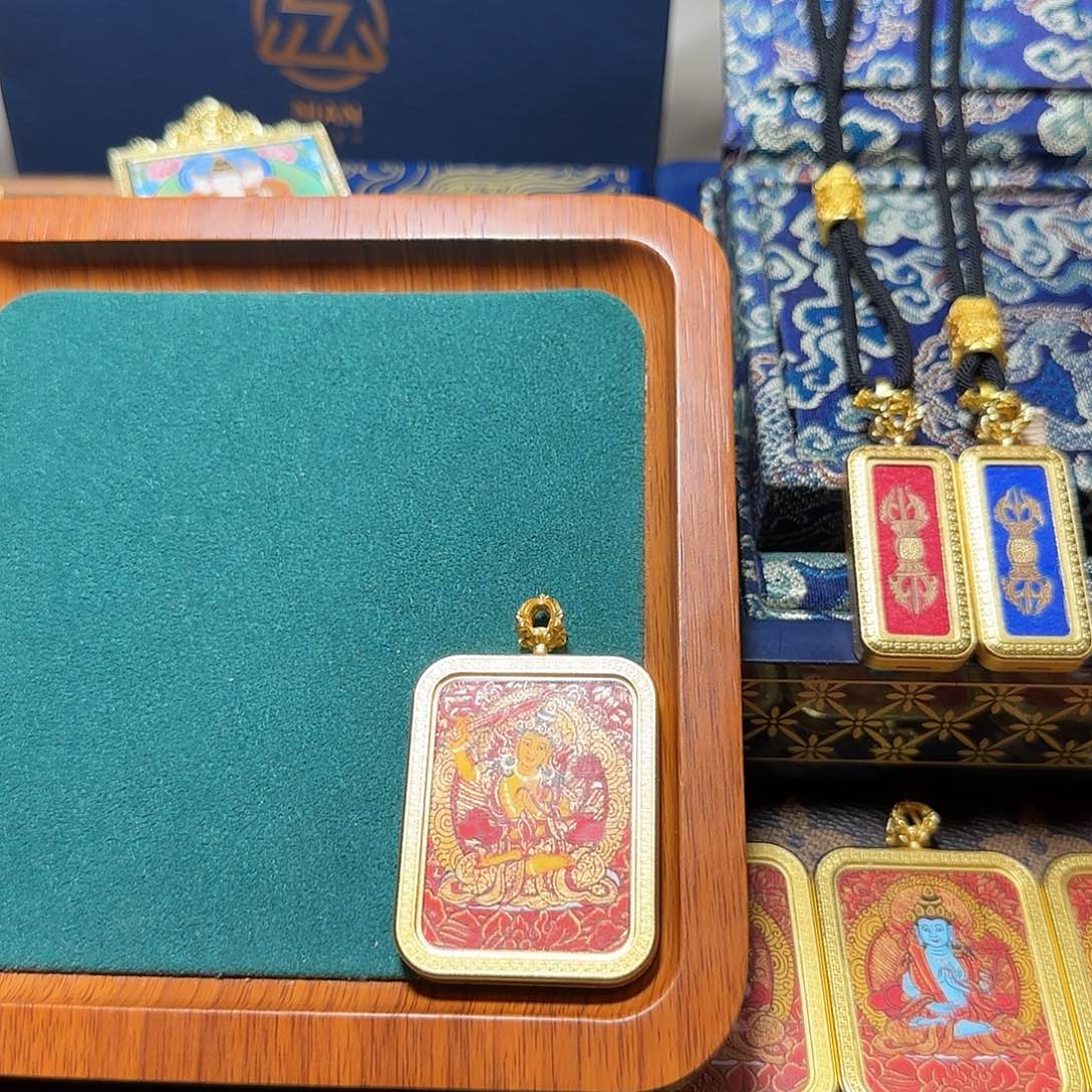 层***楼吊坠一念造物纯手绘唐卡文殊