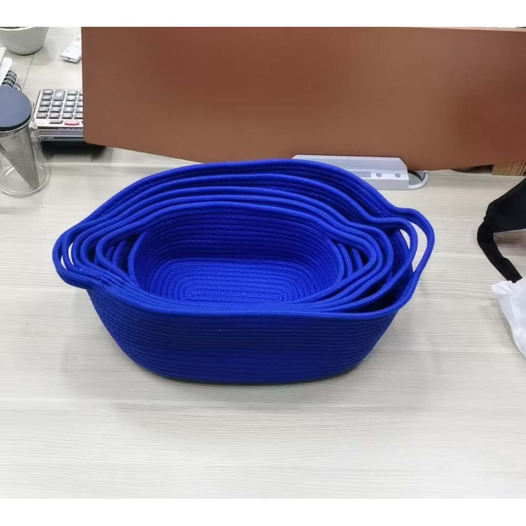 棉线手工编织盒 床头桌面零食杂物筐 收纳筐1113-27