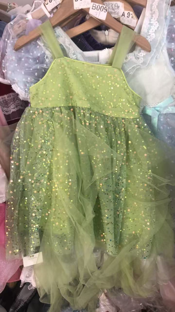 童装公主裙T裙女宝半身裙夏季绿色女无袖T型连衣裙少女风