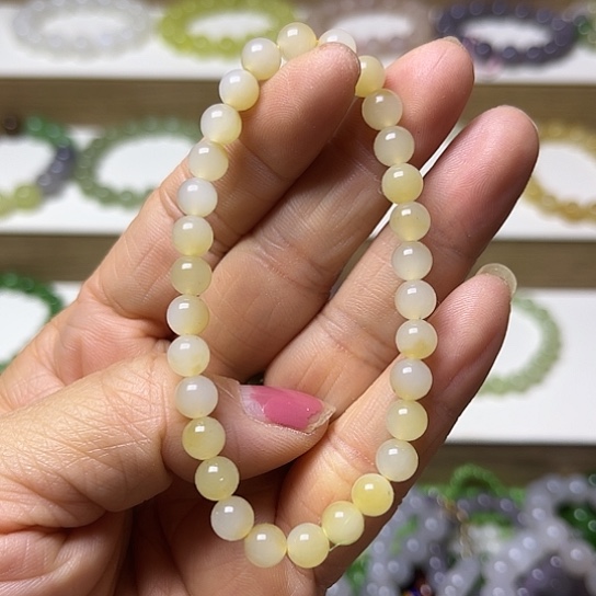 和田玉手串银S925镀金镶嵌